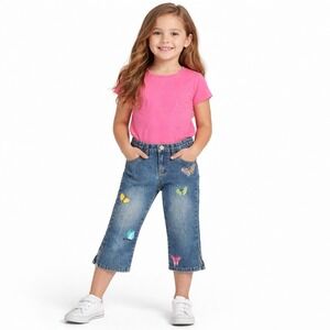 Gap Jeans Girls 8 Capri Embroidered Butterfly Medium Wash Denim Blue 100% Cotton